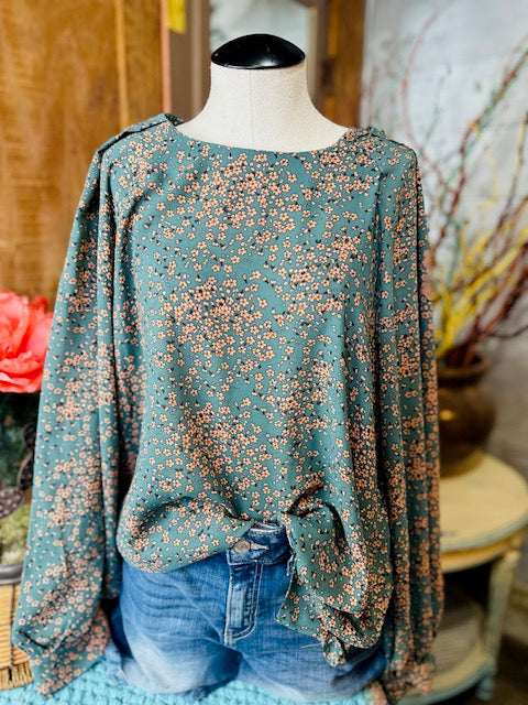 Floral Print Long Sleeves Top