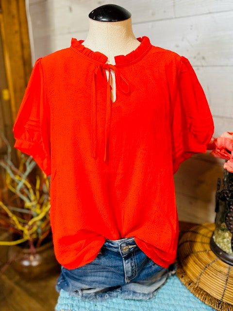 Tomato Ruffle Top