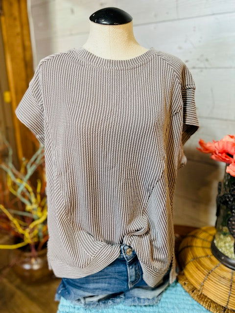 Charcoal Textured Knit Top