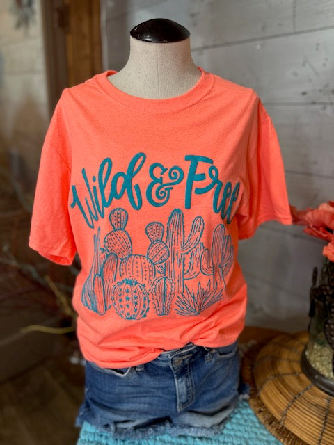 Wild & Free Coral Tee