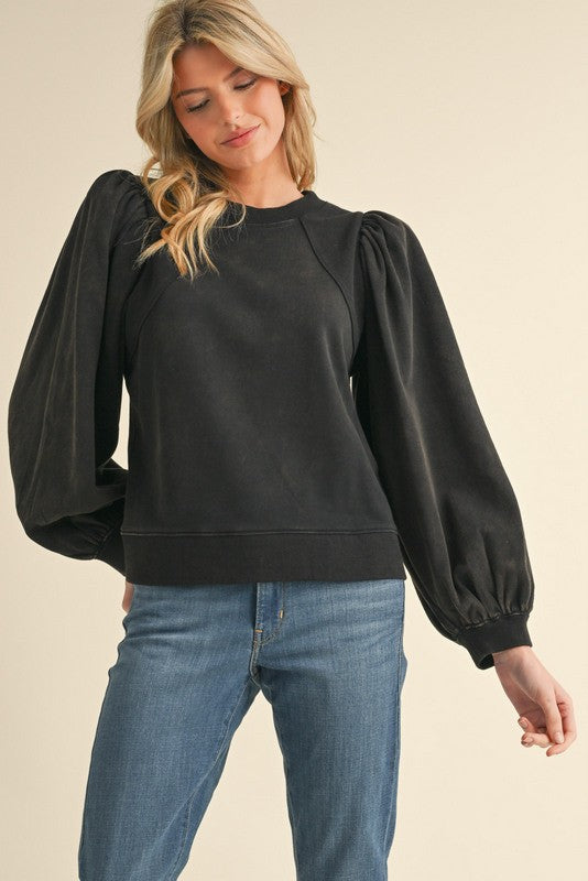 Bubble Sleeve Sweatshirt Top