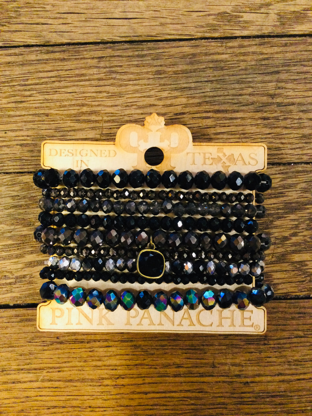 9 Strand Black Beaded Bracelet